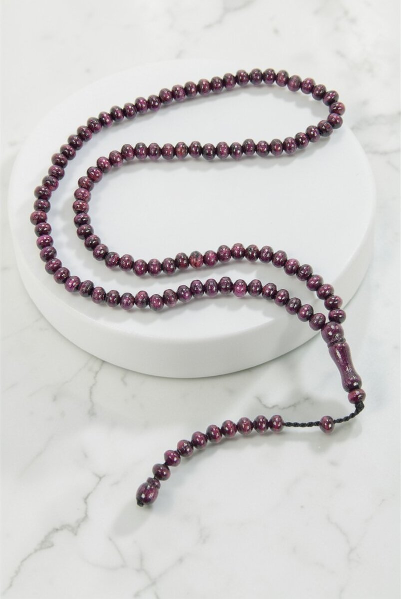 Mor Ahşap Tesbih – 100’lu Doğal Ahşap Zikir(Vird) Tesbihi Şık Tasarım - 1