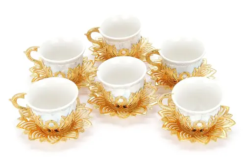 Ahsen Set of 6 Coffee Serving Cups Blue Patterned - İhvan (1)