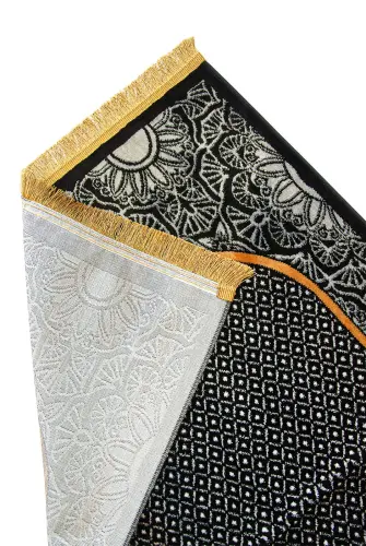 Albion Mihrab Motifli Kadife Seccade Siyah - ihvanonline (1)