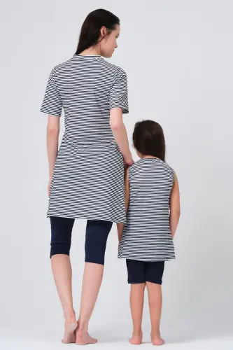 Alfasa 23150 Patterned Zero Sleeve Navy Blue Kid's Swimsuit - 8