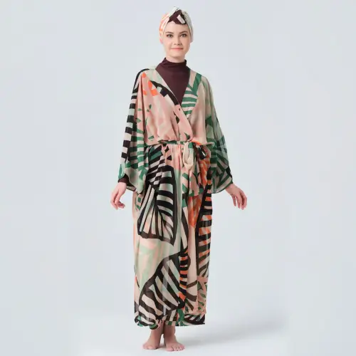 Alfasa 7039-23 Tarçın Tam Boy Tabiat Desenli Pareo - 1