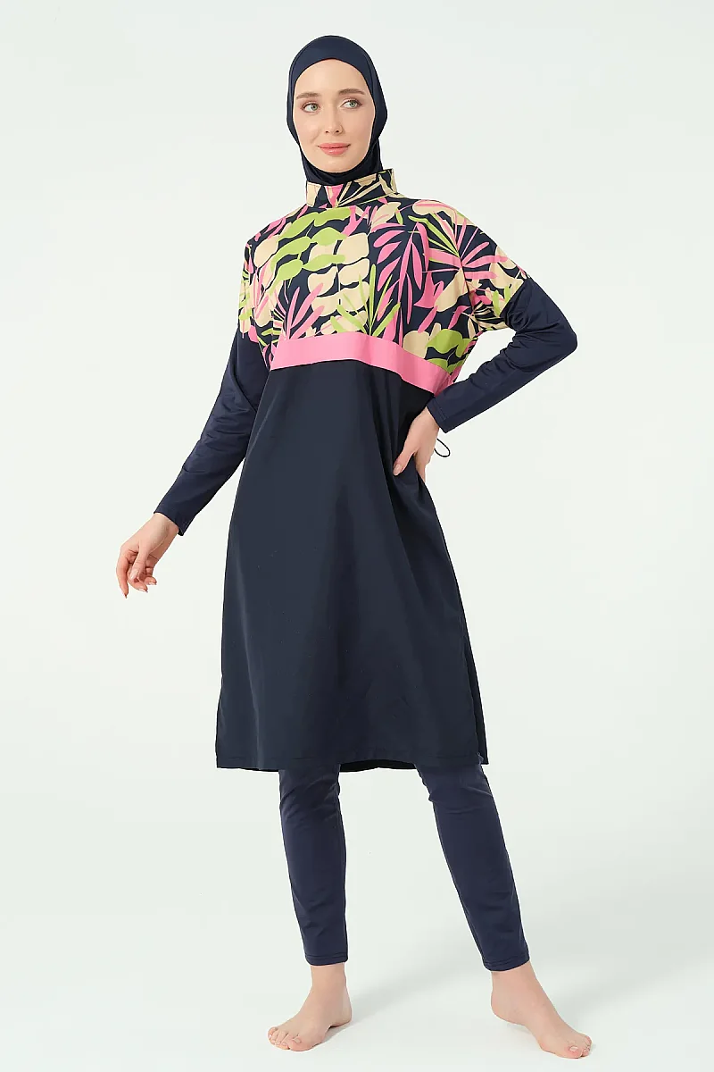 Alfasa Crop Görünümlü Tam Kapalı Tesettür Mayo 25315-26 - Lacivert - 6