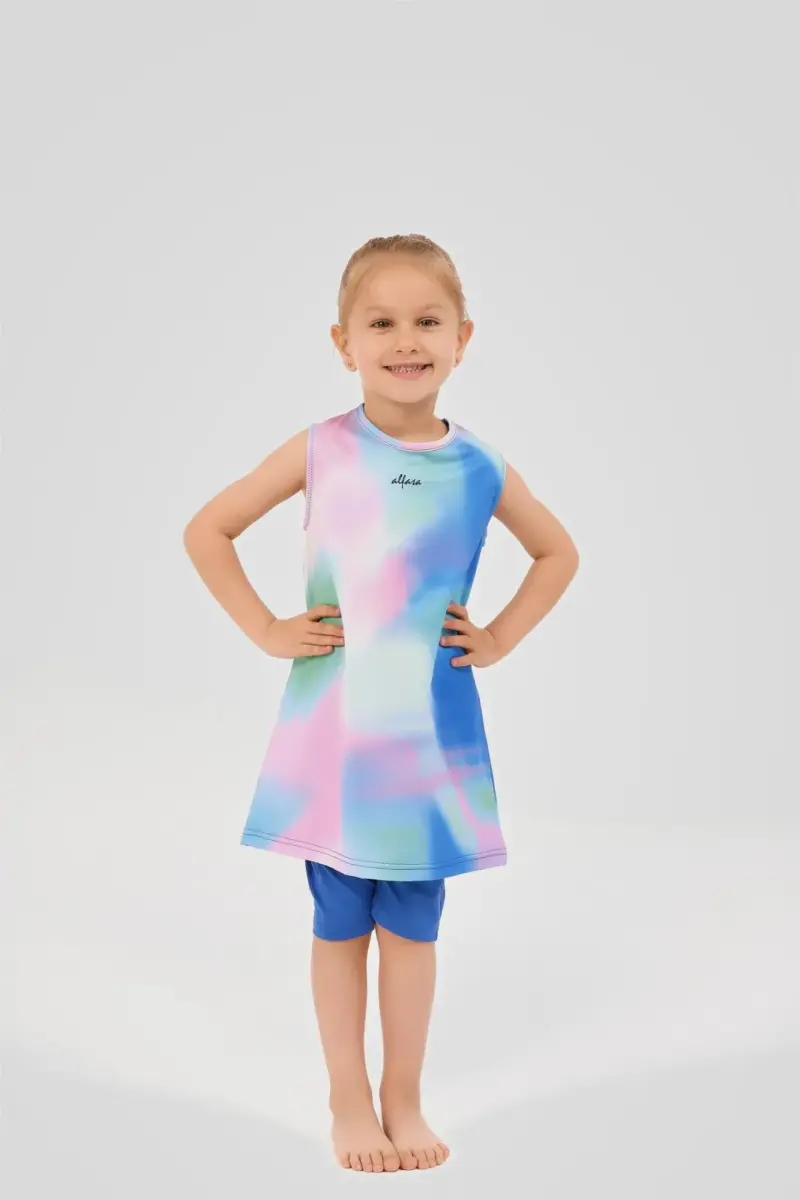 Alfasa Desenli Sıfır Kol Çocuk Mayo 24102-25 Çivit Mavisi - 1