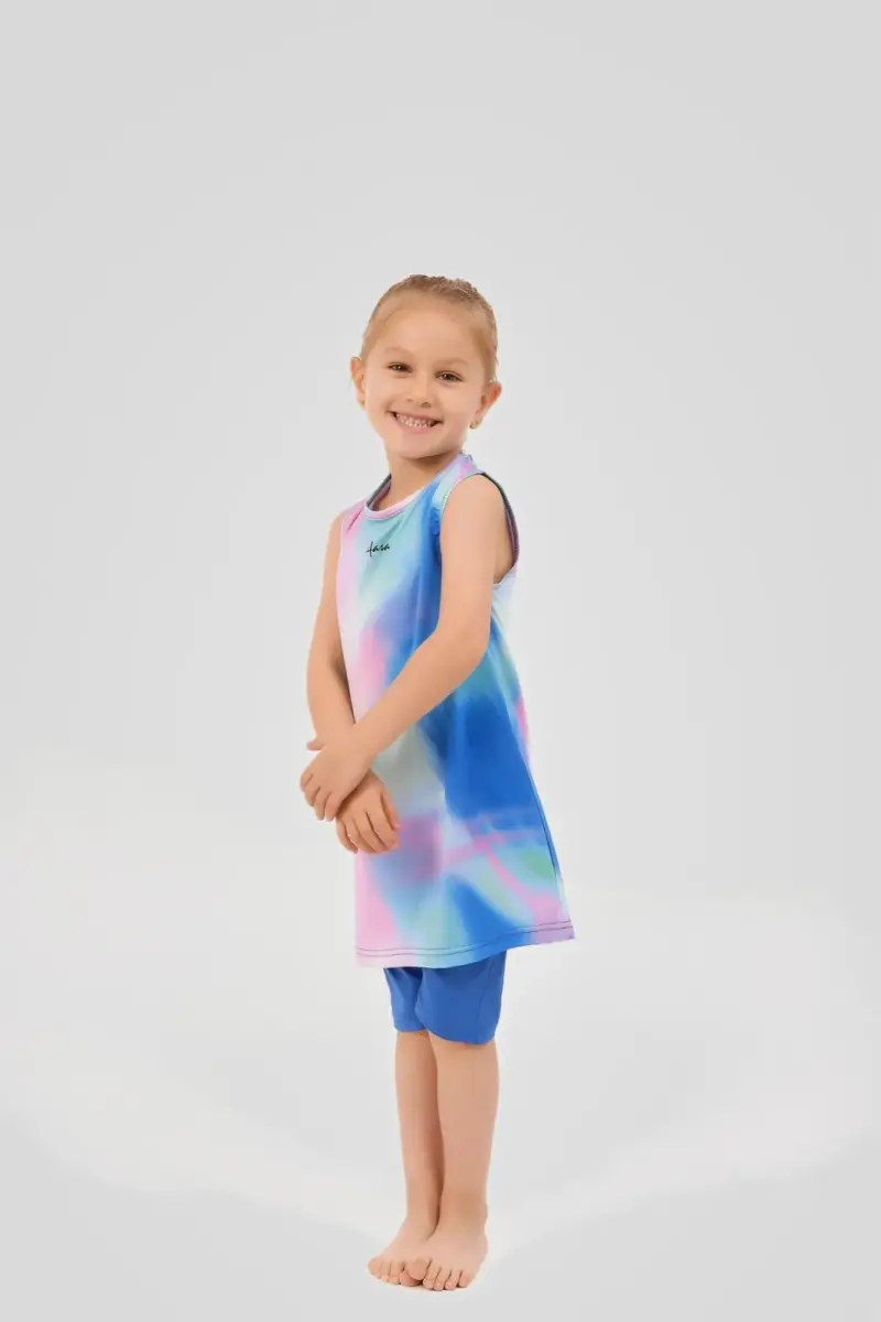 Alfasa Desenli Sıfır Kol Çocuk Mayo 24102-25 Çivit Mavisi - 2