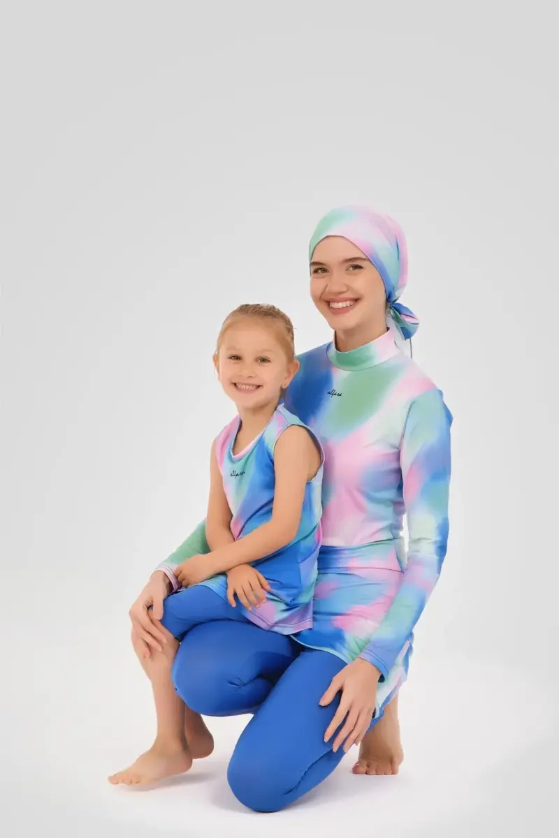 Alfasa Desenli Sıfır Kol Çocuk Mayo 24102-25 Çivit Mavisi - 5