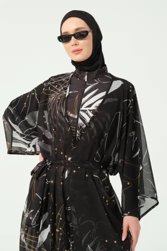 Alfasa Goldea Kemerli Şifon Pareo Siyah 7140-26 - 3