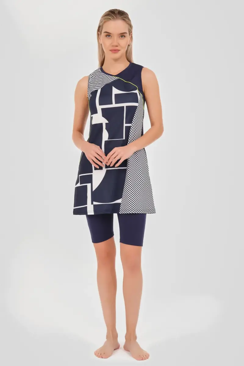 Alfasa Hızlı Kuruyan Sıfır Kol Yarı Kapalı Mayo Lacivert - 24803-25 - 1