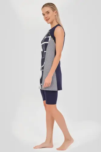 Alfasa Hızlı Kuruyan Sıfır Kol Yarı Kapalı Mayo Lacivert - 24803-25 - 3