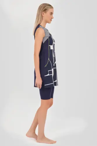 Alfasa Hızlı Kuruyan Sıfır Kol Yarı Kapalı Mayo Lacivert - 24803-25 - 4