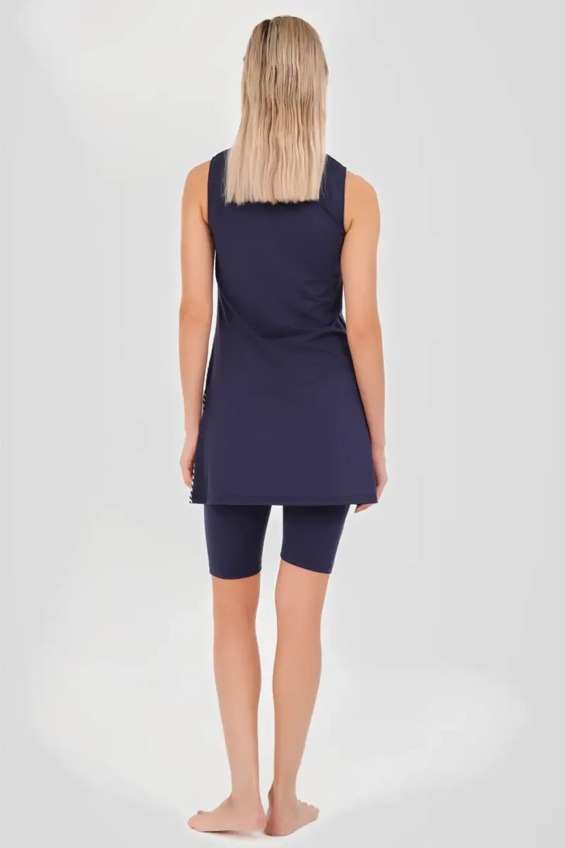 Alfasa Hızlı Kuruyan Sıfır Kol Yarı Kapalı Mayo Lacivert - 24803-25 - 5