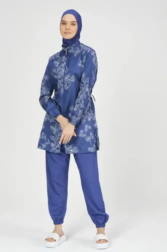 Alfasa Kadın Nakış Desenli Tam Kapalı Tesettür Mayo 24235-25 İndigo - Alfasa (1)