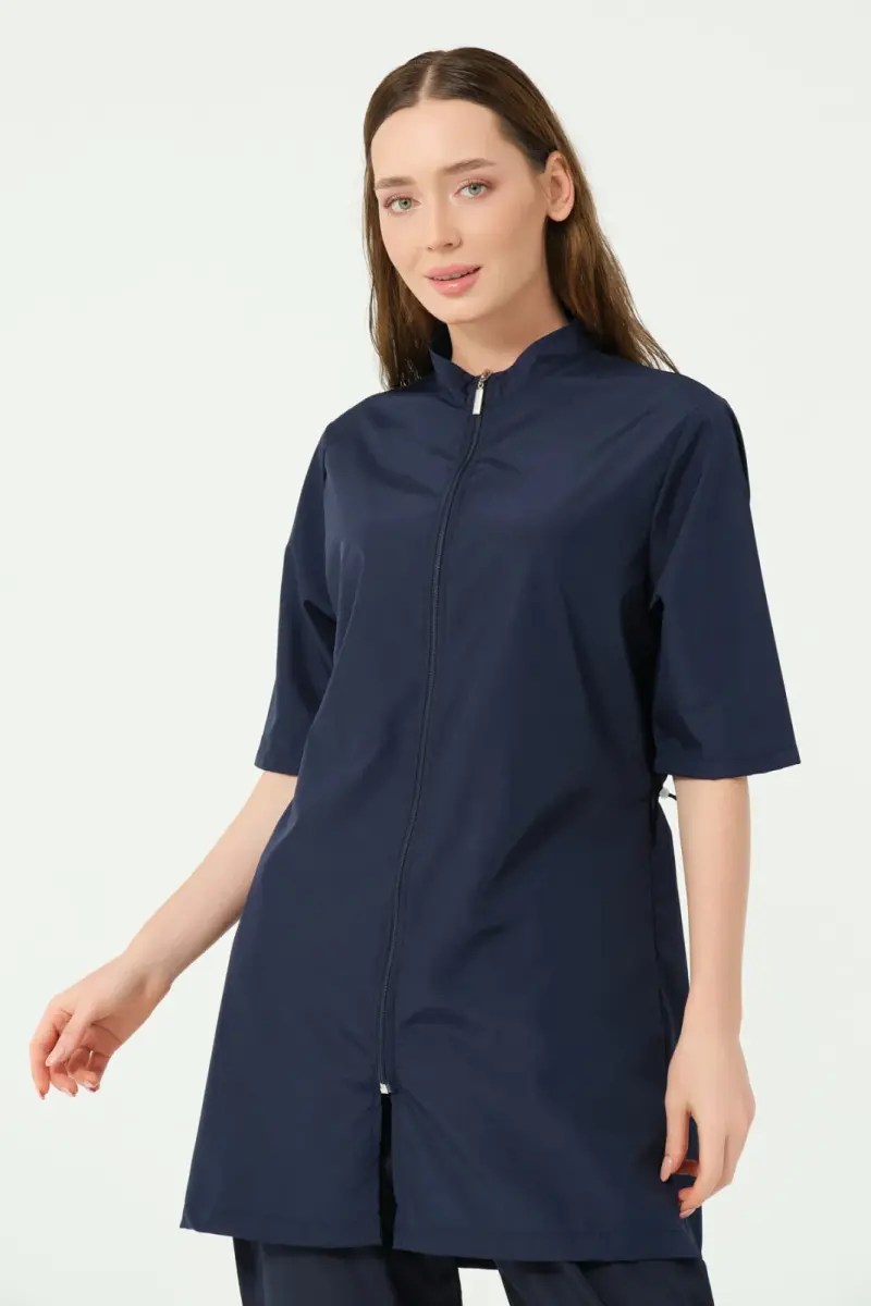 Alfasa Klasik Yarım Kol Dik Yaka Yarı Kapalı Mayo Lacivert - 25740-25 - 4