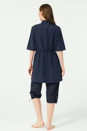 Alfasa Klasik Yarım Kol Dik Yaka Yarı Kapalı Mayo Lacivert - 25740-25 - 5