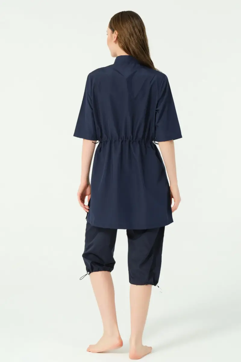 Alfasa Klasik Yarım Kol Dik Yaka Yarı Kapalı Mayo Lacivert - 25740-25 - 5