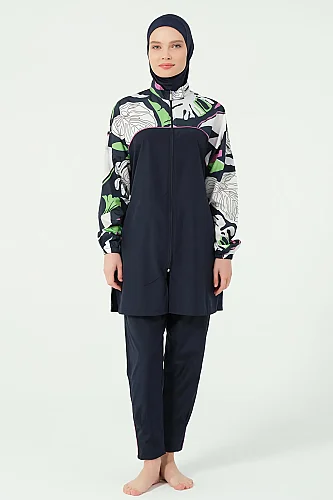 Alfasa Lian Kıl Biye Detaylı Tam Kapalı Tesettür Mayo 25289-26 - Lacivert - 1