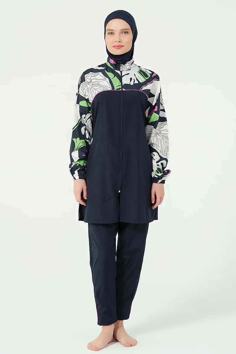Alfasa Lian Kıl Biye Detaylı Tam Kapalı Tesettür Mayo 25289-26 - Lacivert - 1