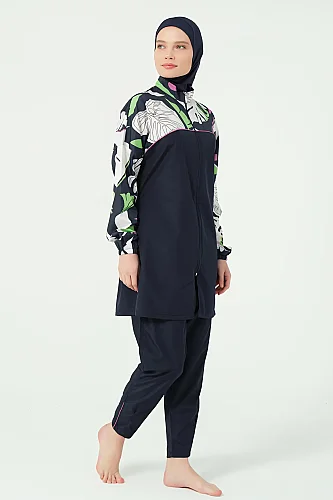 Alfasa Lian Kıl Biye Detaylı Tam Kapalı Tesettür Mayo 25289-26 - Lacivert - 3