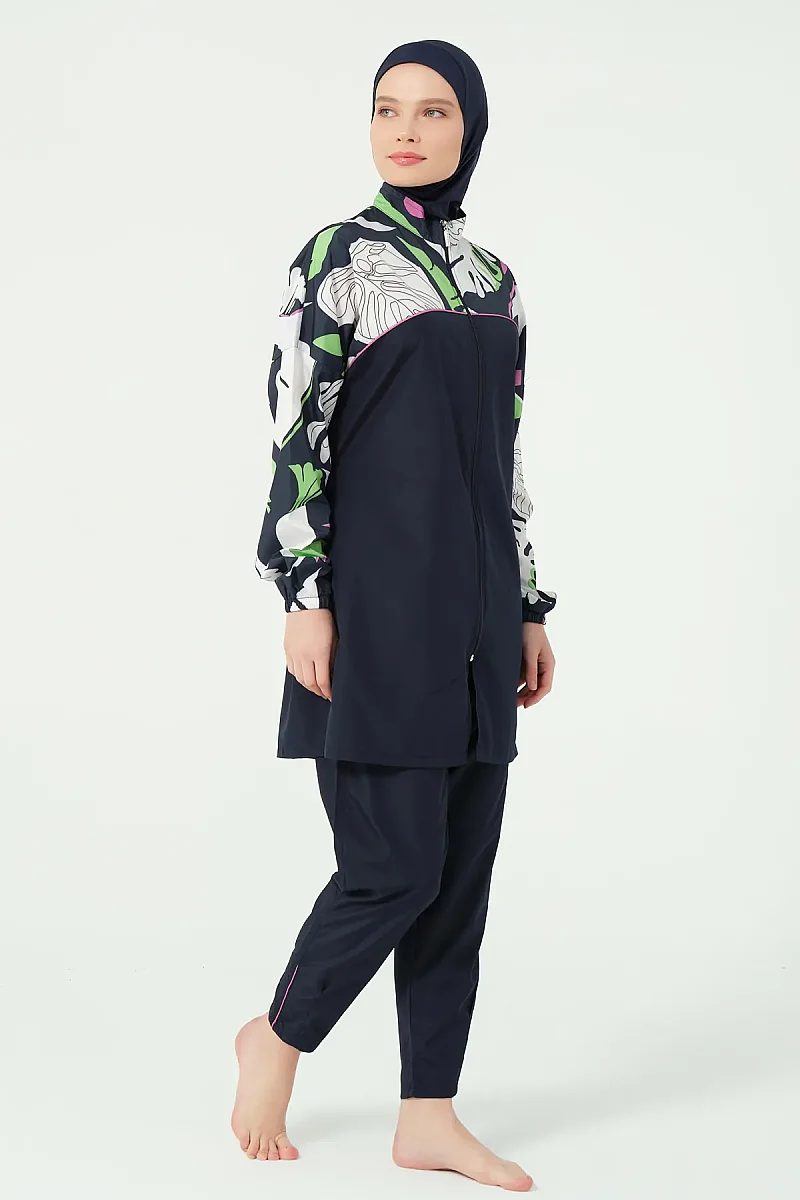 Alfasa Lian Kıl Biye Detaylı Tam Kapalı Tesettür Mayo 25289-26 - Lacivert - 3