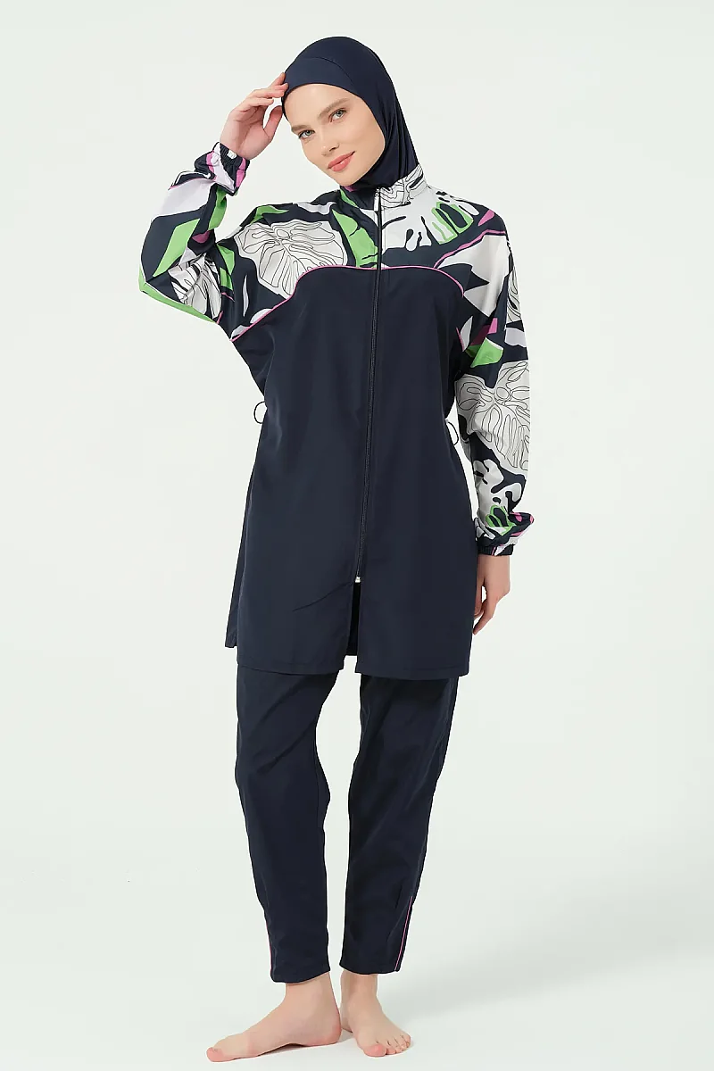 Alfasa Lian Kıl Biye Detaylı Tam Kapalı Tesettür Mayo 25289-26 - Lacivert - 5