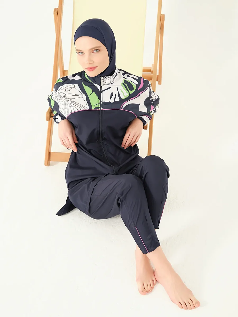 Alfasa Lian Kıl Biye Detaylı Tam Kapalı Tesettür Mayo 25289-26 - Lacivert - 7