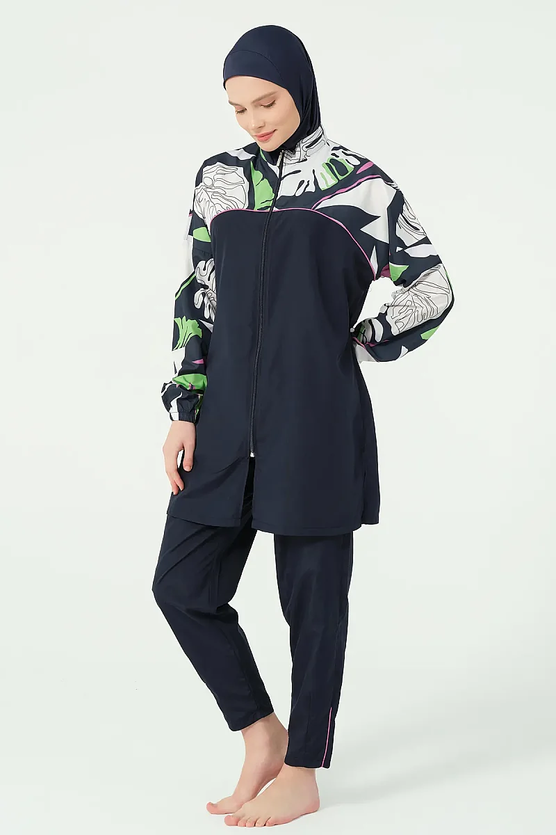 Alfasa Lian Kıl Biye Detaylı Tam Kapalı Tesettür Mayo 25289-26 - Lacivert - 8