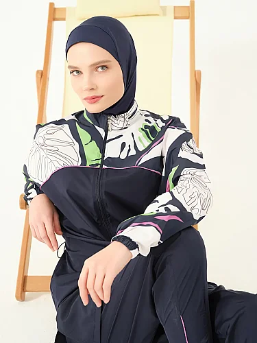 Alfasa Lian Kıl Biye Detaylı Tam Kapalı Tesettür Mayo 25289-26 - Lacivert - 9