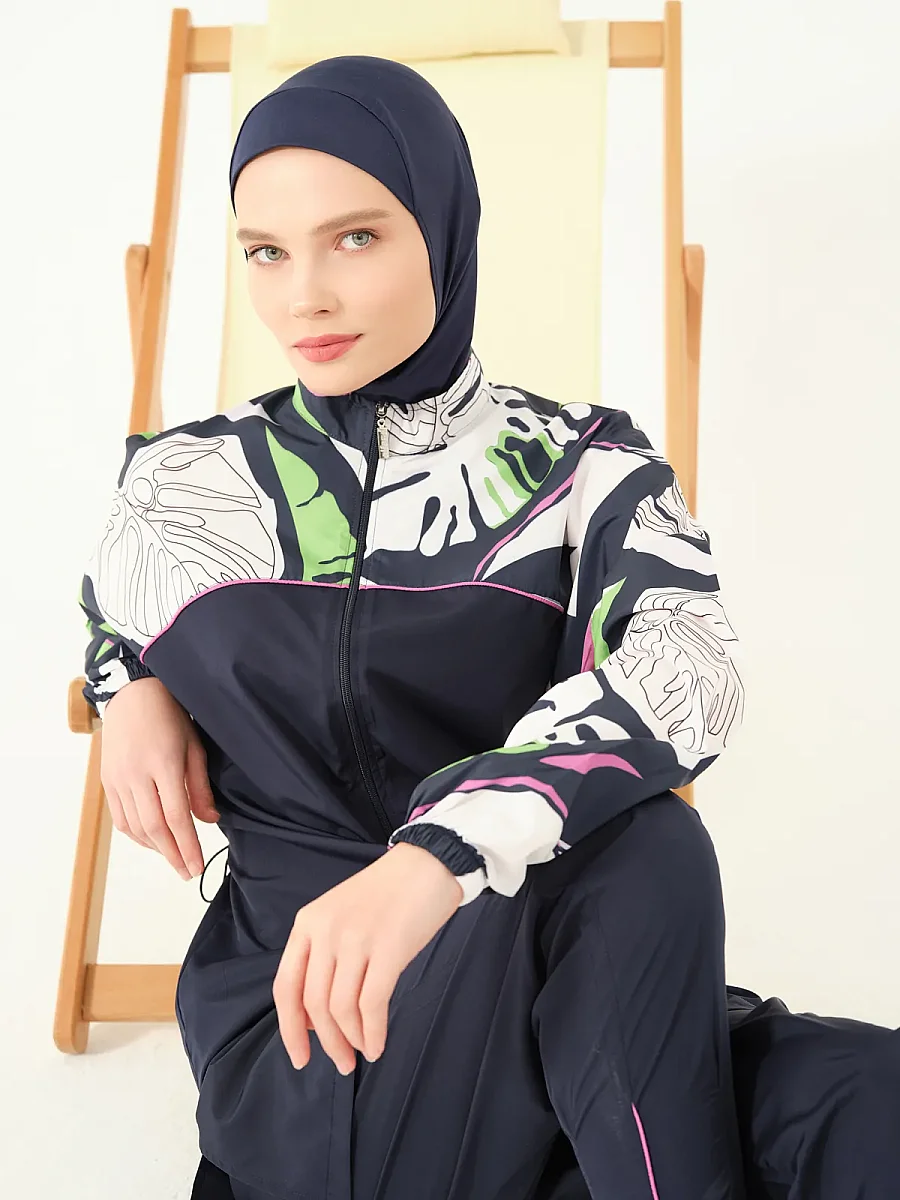 Alfasa Lian Kıl Biye Detaylı Tam Kapalı Tesettür Mayo 25289-26 - Lacivert - 9