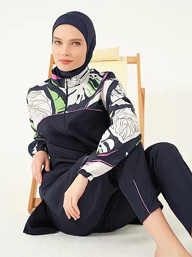 Alfasa Lian Kıl Biye Detaylı Tam Kapalı Tesettür Mayo 25289-26 - Lacivert - 11