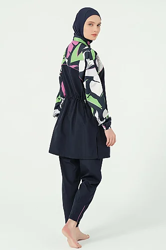 Alfasa Lian Kıl Biye Detaylı Tam Kapalı Tesettür Mayo 25289-26 - Lacivert - 12