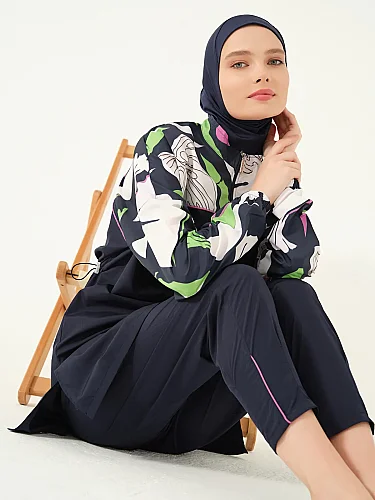 Alfasa Lian Kıl Biye Detaylı Tam Kapalı Tesettür Mayo 25289-26 - Lacivert - 13