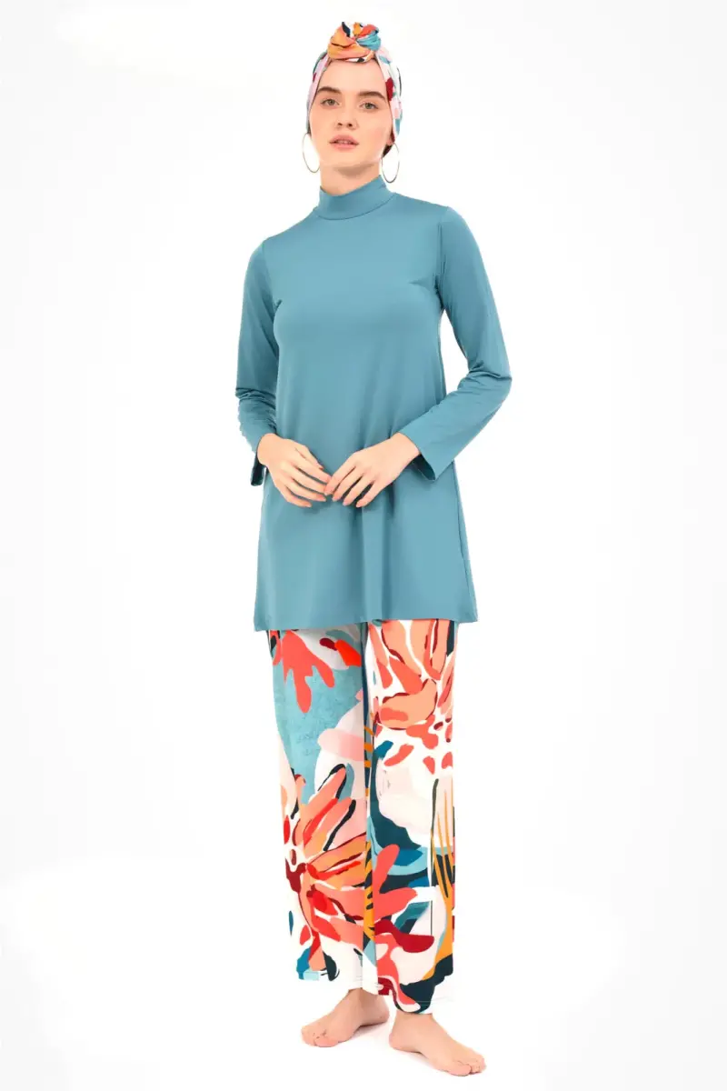 Alfasa Manolo Desenli Tam Kapalı Tesettür Mayo 24610-25 Pers Yeşili - 1