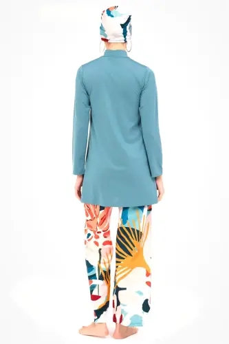 Alfasa Manolo Desenli Tam Kapalı Tesettür Mayo 24610-25 Pers Yeşili - 3