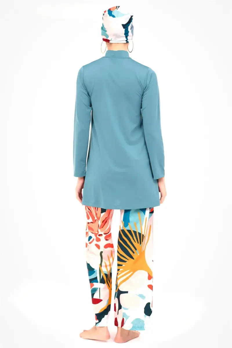 Alfasa Manolo Desenli Tam Kapalı Tesettür Mayo 24610-25 Pers Yeşili - 3