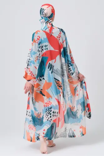 Alfasa Okyanus Desenli Kemerli Şifon Pareo Pers Yeşili - 7035-25 - 4