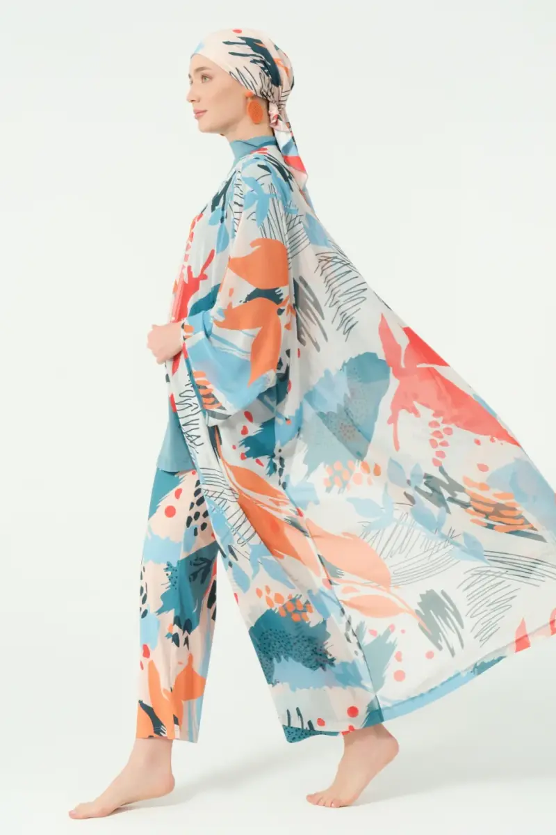 Alfasa Okyanus Desenli Kemerli Şifon Pareo Pers Yeşili - 7035-25 - 8