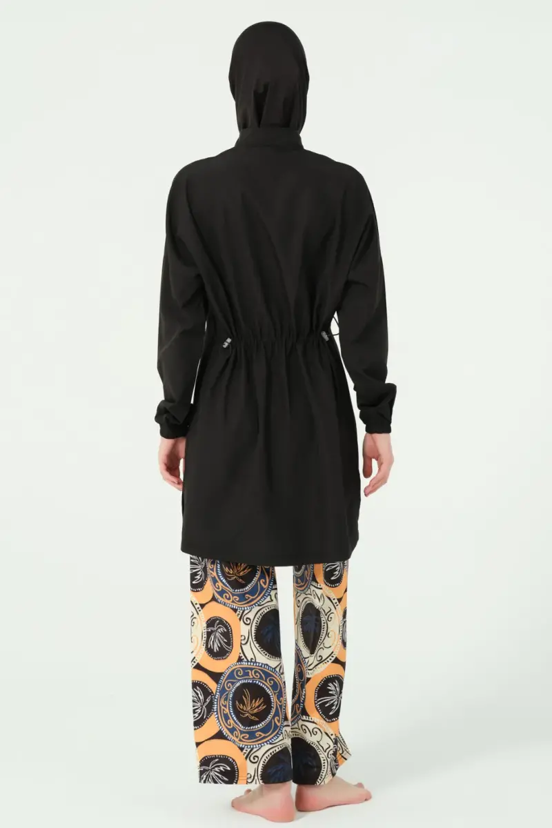 Alfasa Pantolonu Desenli Yarı Fermuarlı Dik Yaka Tam Tesettür Mayo - 25311-25 - 5