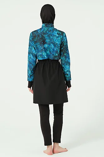 Alfasa Parmak Geçirmeli Crop Battal Beden Tesettür Mayo 25325-26 - Siyah - 5