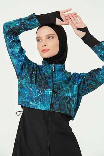 Alfasa Parmak Geçirmeli Crop Tesettür Mayo 25325-26 - Siyah - 6