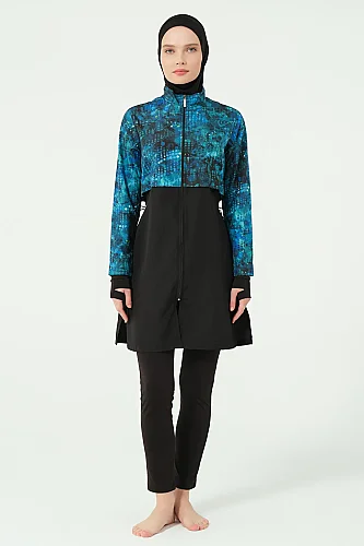 Alfasa Parmak Geçirmeli Crop Tesettür Mayo 25325-26 - Siyah - 1