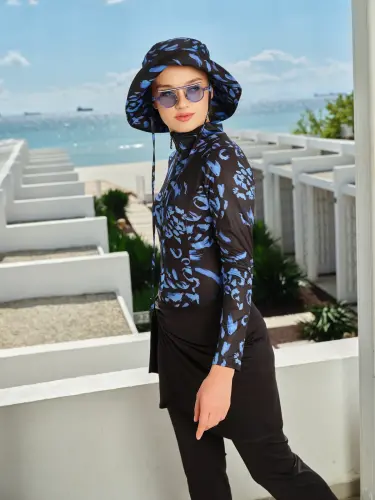 Alfasa Şapkalı Anvelop Etek Detaylı Tam Kapalı Tesettür Mayo 26670-26 Siyah - Alfasa (1)