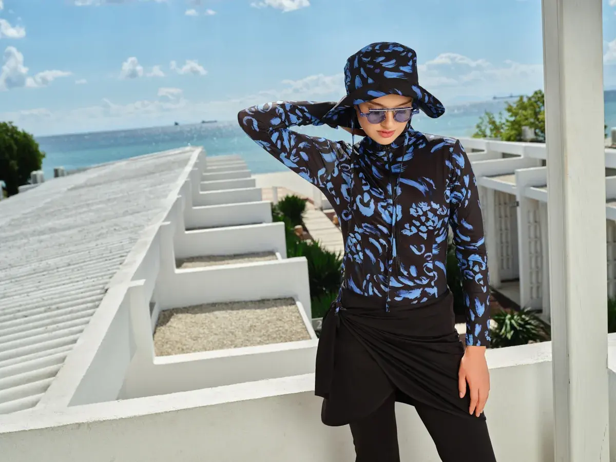 Alfasa Şapkalı Anvelop Etek Detaylı Tam Kapalı Tesettür Mayo 26670-26 Siyah - 4