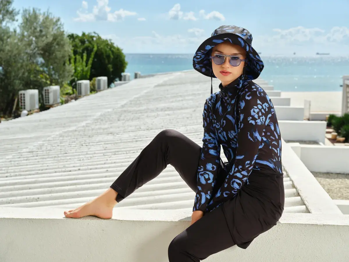 Alfasa Şapkalı Anvelop Etek Detaylı Tam Kapalı Tesettür Mayo 26670-26 Siyah - 5