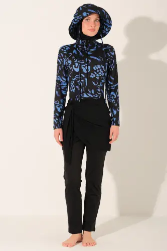 Alfasa Şapkalı Anvelop Etek Detaylı Tam Kapalı Tesettür Mayo 26670-26 Siyah - 6