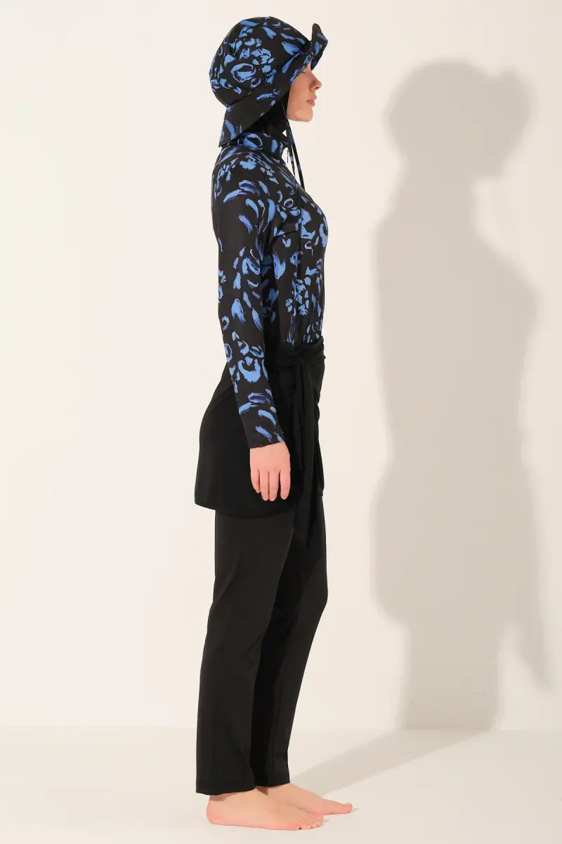 Alfasa Şapkalı Anvelop Etek Detaylı Tam Kapalı Tesettür Mayo 26670-26 Siyah - 8