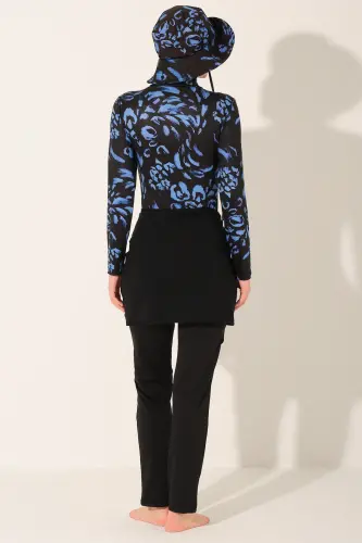 Alfasa Şapkalı Anvelop Etek Detaylı Tam Kapalı Tesettür Mayo 26670-26 Siyah - 9