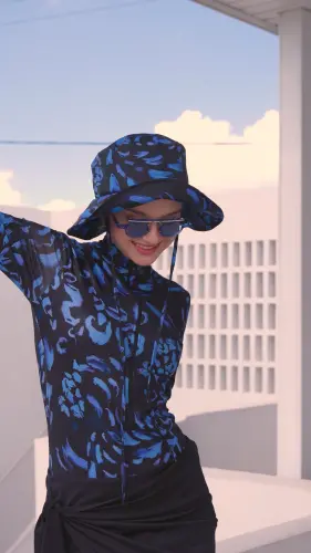 Alfasa Şapkalı Anvelop Etek Detaylı Tam Kapalı Tesettür Mayo 26670-26 Siyah - 11