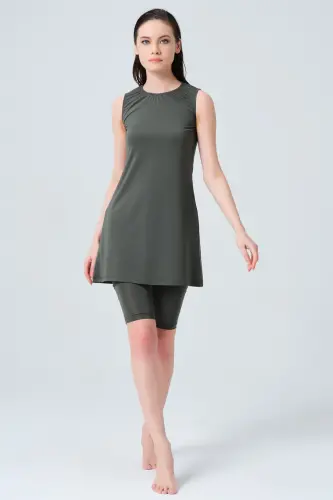 Alfasa Sleeveless Tights Half Covered Swimsuit 21800-23 Khaki - 1