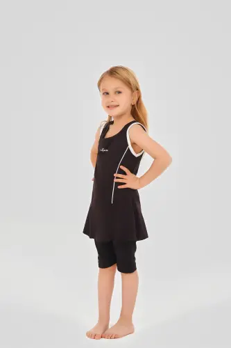 Alfasa Tenis Baskı Süslemeli Sıfır Kol Çocuk Mayo 24105-26 Siyah - Alfasa (1)