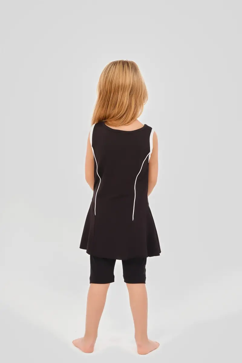 Alfasa Tenis Baskı Süslemeli Sıfır Kol Çocuk Mayo 24105-26 Siyah - 4