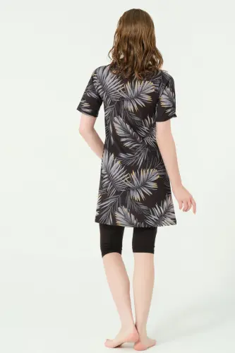 Alfasa Üstü Desenli Yarı Kapalı Tesettür Mayo 24712-25 Antrasit - 4